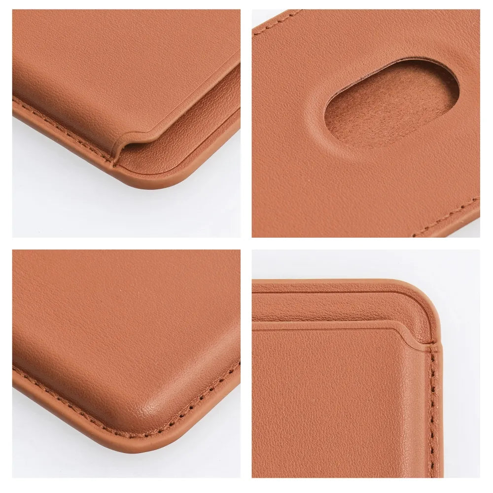 LEATHER MAG WALLET Magnetkarten-Brieftasche kompatibel mit MagSafe braun