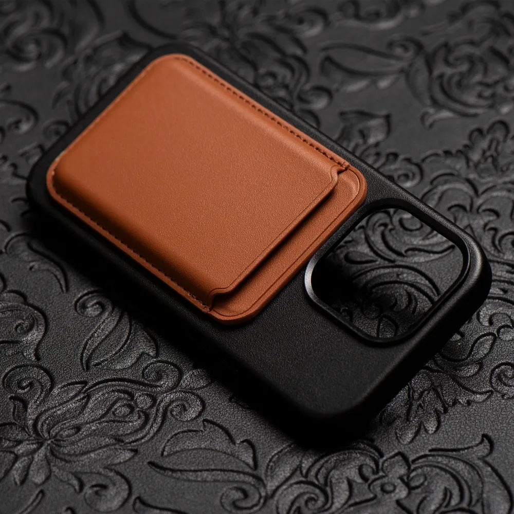 LEATHER MAG WALLET Magnetkarten-Brieftasche kompatibel mit MagSafe braun